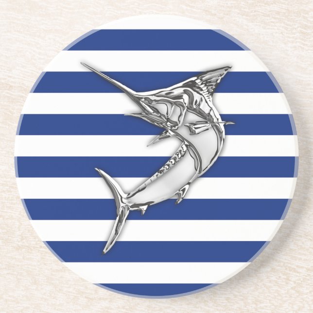 Marlin Swordfish på Nautical Blue Rand Underlägg (Framsidan)