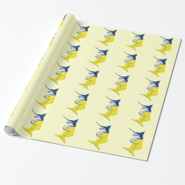 Marlinbaby som slår in papper presentpapper (Utrullad)