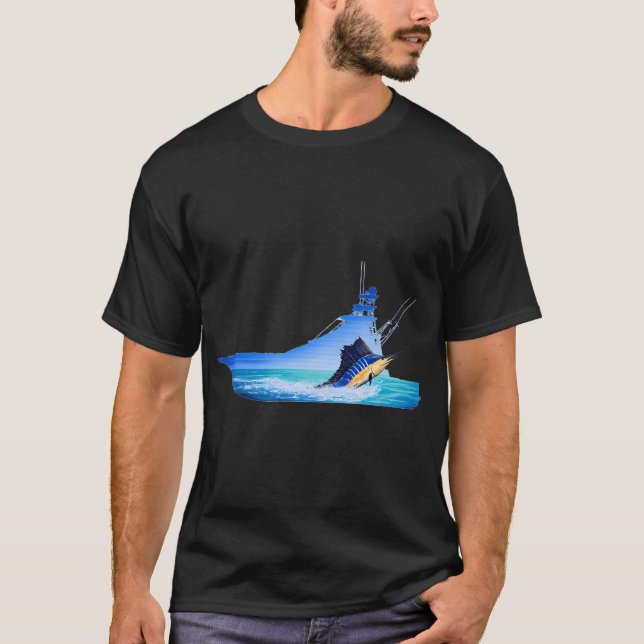 marlinbåt siluett t shirt (Framsida)