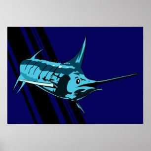 Marlinen i skuggar illustrationtrycket poster