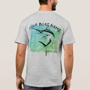 Marlinfartygnamn med kartlägger skjortan t shirt
