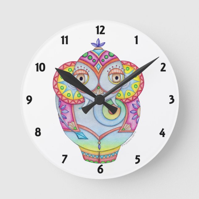 Marlinky the elephant Clock Rund Klocka (Framsida)