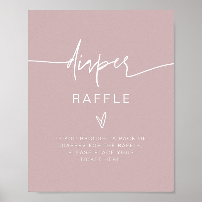 MARLO Bohemian Dusty Ro Diaper Raffle Game Sign Poster (Framsidan)