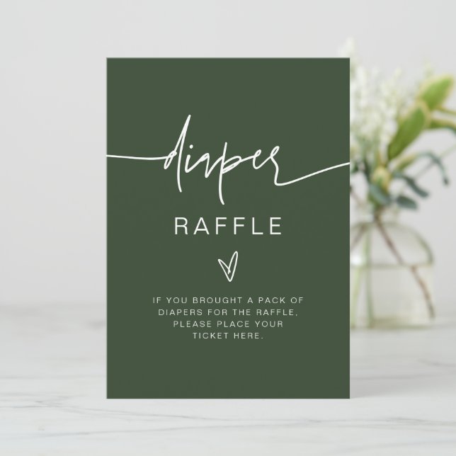 MARLO Bohemian Forest Grönt Diaper Raffle Sign Inbjudningar (Stående Fram)