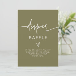 MARLO Bohemian Oliv grönt Diaper Raffle Game Sign Inbjudningar