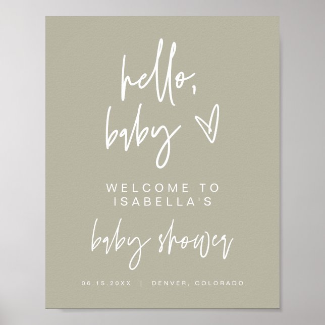 MARLO Bohemian Sage Grönt Shower VälkomstPoster Poster (Framsidan)