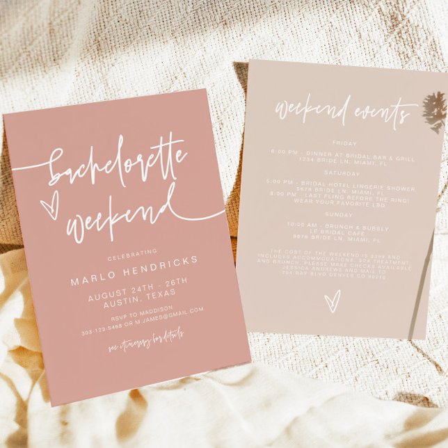 MARLO Boho  Bachelorette Helg Itinerary Inbjudningar (Skapare uppladdad)