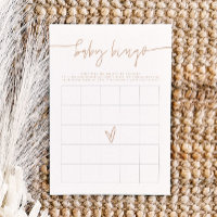 MARLO Boho Beige Baby Shower Bingo Game Card
