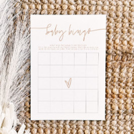 MARLO Boho Beige Baby Shower Bingo Game Card Inbjudningar