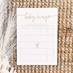 MARLO Boho Beige Baby Shower Bingo Game Card Inbjudningar
