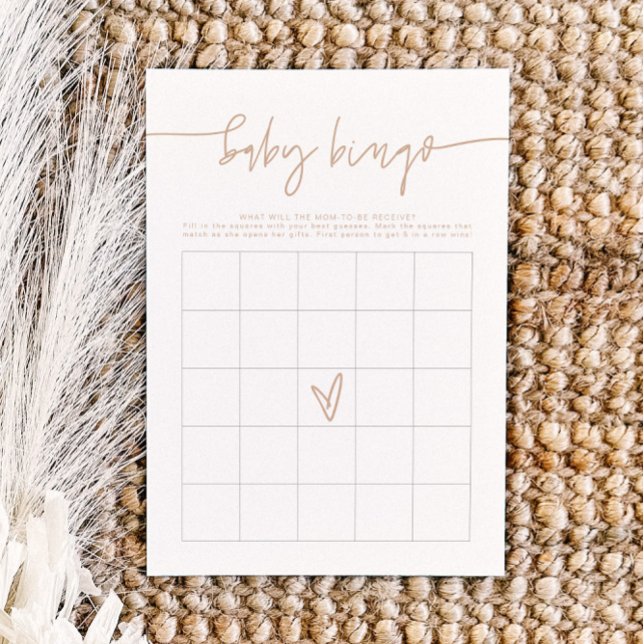 MARLO Boho Beige Baby Shower Bingo Game Card Inbjudningar (Skapare uppladdad)