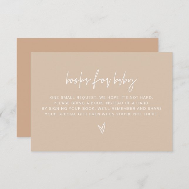 MARLO Boho Beige Böcker för Baby Shower Spelkort Inbjudningar (Fram/baksida)