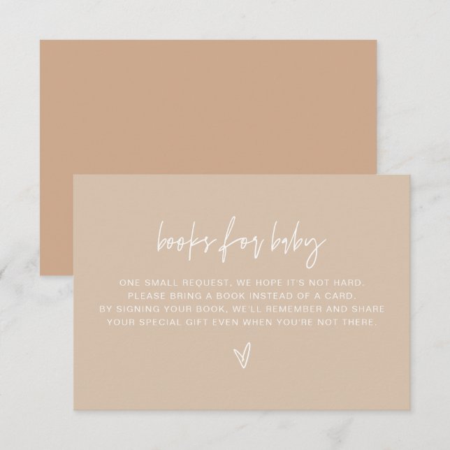 MARLO Boho Beige Bokar för babyskor - spelkort Inbjudningar (Fram/baksida)