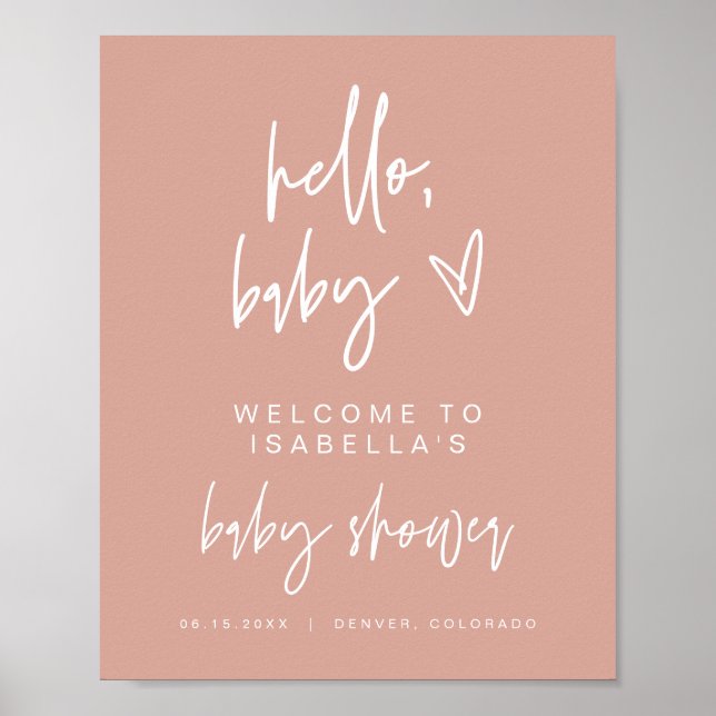 MARLO Boho Blush Pink Shower Welcome Poster (Framsidan)