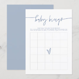 MARLO Boho Dusty Blue Baby Shower Bingo Game Card Inbjudningar