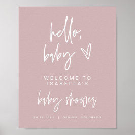 MARLO Boho Dusty Ro Baby Shower Välkommen Poster