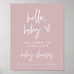 MARLO Boho Dusty Ro Baby Shower Välkommen Poster