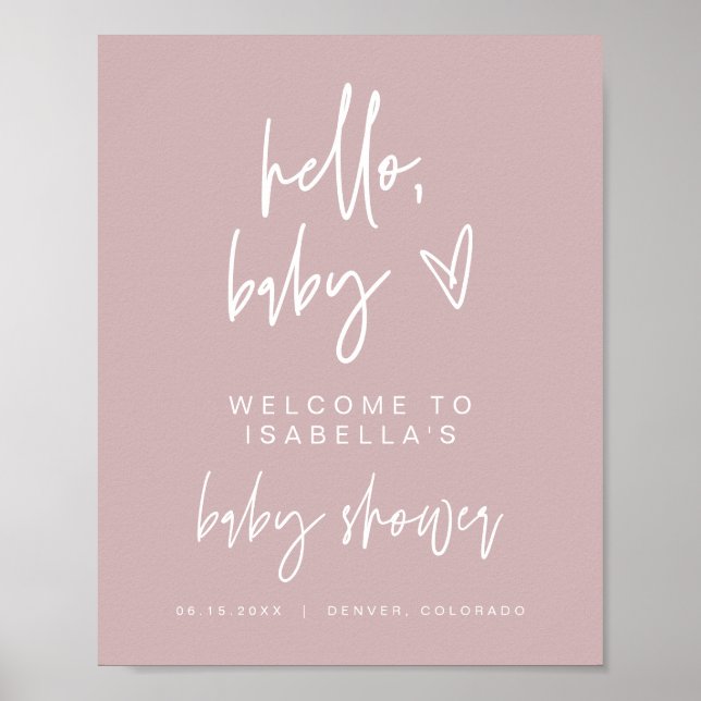 MARLO Boho Dusty Ro Baby Shower Välkommen Poster (Framsidan)