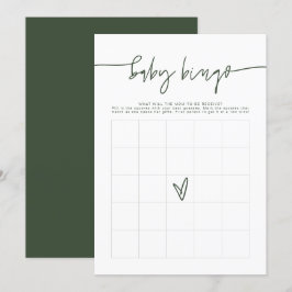 MARLO Boho Forest Grönt Baby Shower Bingo Game Inbjudningar