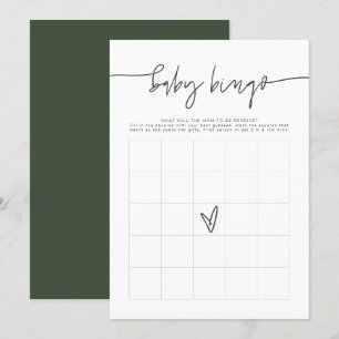MARLO Boho Forest Grönt Baby Shower Bingo Game Inbjudningar