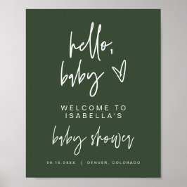 MARLO Boho Forest Grönt Baby Shower Välkommen Post Poster