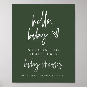 MARLO Boho Forest Grönt Baby Shower Välkommen Post Poster