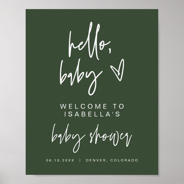 MARLO Boho Forest Grönt Baby Shower Välkommen Post Poster (Framsidan)