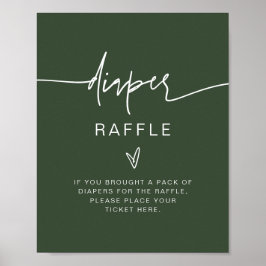 MARLO Boho Forest Grönt Diaper Raffle Game Sign Poster
