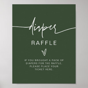 MARLO Boho Forest Grönt Diaper Raffle Game Sign Poster
