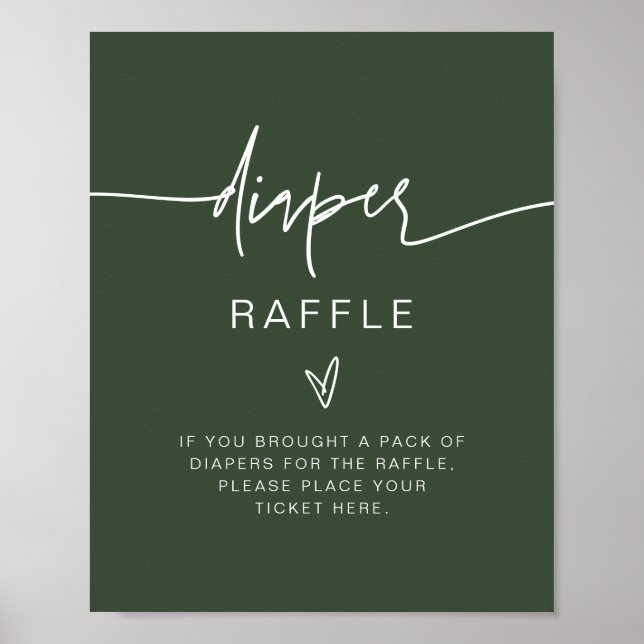 MARLO Boho Forest Grönt Diaper Raffle Game Sign Poster (Framsidan)
