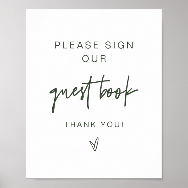 MARLO Boho Forest Grönt Guestbook-tecken Poster (Framsidan)