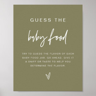 MARLO Boho Oliv grönt Gissa Baby-matspelet Poster
