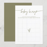MARLO Boho Olivgrön Baby Shower Bingo-spel