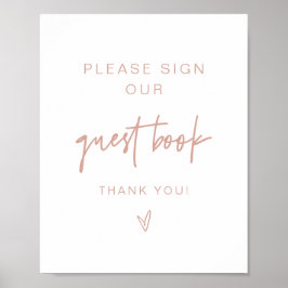 MARLO Boho rosafärgad och beige gästbokssköld Poster