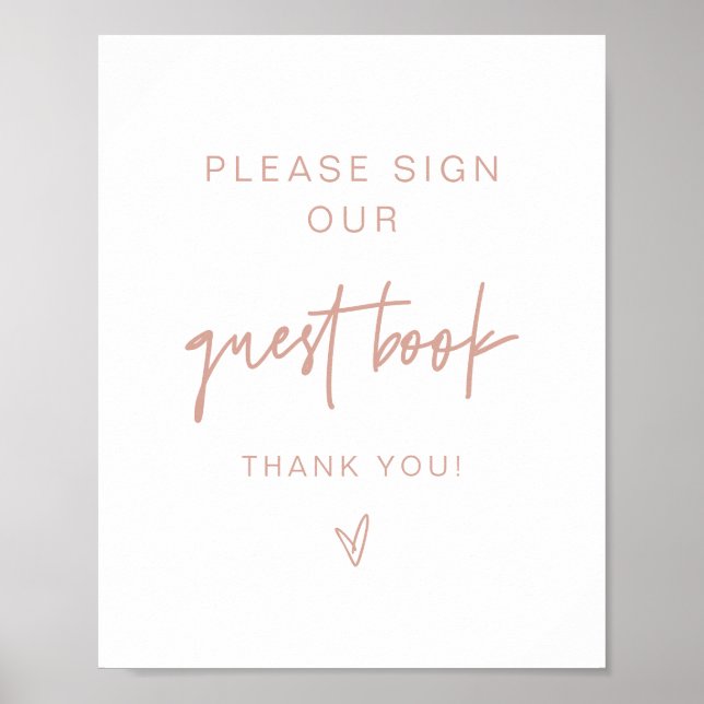 MARLO Boho rosafärgad och beige gästbokssköld Poster (Framsidan)