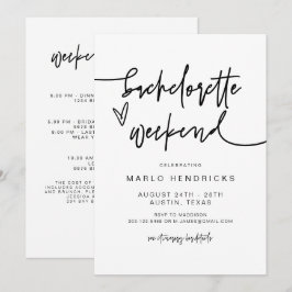 MARLO Bold Contemporary Bachelorette Itinerary Inbjudningar