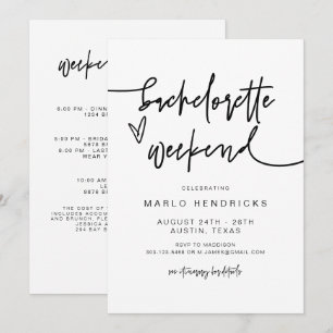 MARLO Bold Contemporary Bachelorette Itinerary Inbjudningar