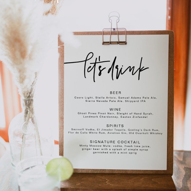 MARLO Bold Contemporary Let's Drink Bar Meny  Affi Poster (Skapare uppladdad)