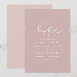 MARLO Dusty Ro Boho Rosa Baptism-inbjudan Inbjudningar