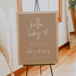 MARLO Modern Bohemian Beige Baby Shower Välkommen Poster