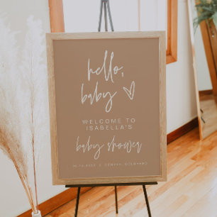MARLO Modern Bohemian Beige Baby Shower Välkommen Poster