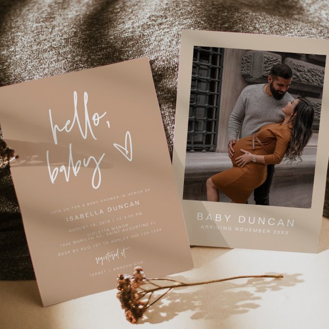 MARLO Modern Bohemian Earth Tone Baby Shower Inbjudningar (Skapare uppladdad)