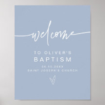 MARLO Modern Boho Dusty Blue Baptism Välkommen