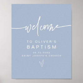 MARLO Modern Boho Dusty Blue Baptism Välkommen Poster