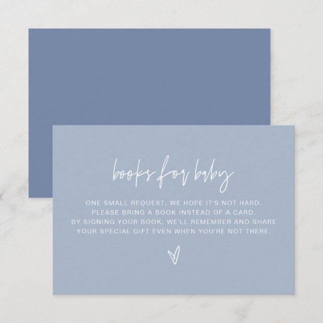 MARLO Modern Boho Dusty Blue Bokar för Baby Card Inbjudningar (Fram/baksida)