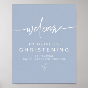 MARLO Modern Boho Dusty Blue Christening Välkommen Poster