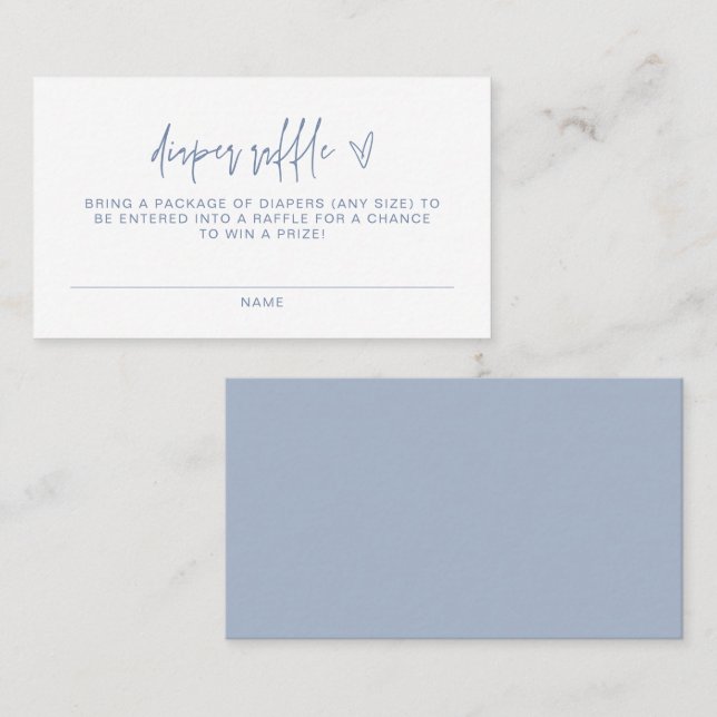 MARLO Modern Boho Dusty Blue Diaper Raffle Biljett (Fram/baksida)