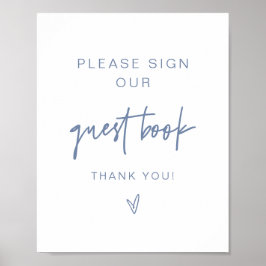 MARLO Modern Boho Dusty Blue Guestbook-tecken Poster