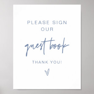 MARLO Modern Boho Dusty Blue Guestbook-tecken Poster