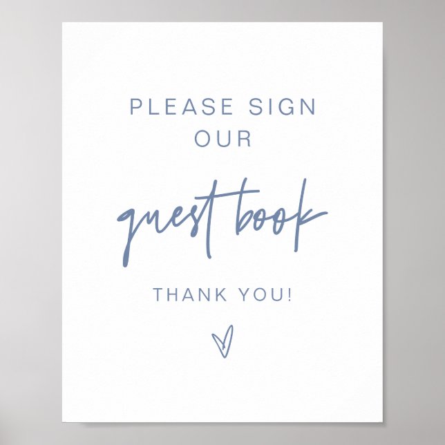 MARLO Modern Boho Dusty Blue Guestbook-tecken Poster (Framsidan)